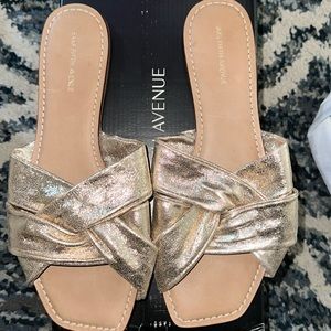 Saks fifth ave gold flat sandals